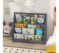 Costway Kids Bookshelf 5-Tier Wooden Children Bookcase Magazine Rack-Grey