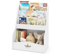 Costway Kids Bookshelf Montessori Bookshelf W/3 Shelves & Open Compartment White