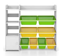Costway Kids Bookshelf Toy Storage Organizer W/ 8 Storage Boxes Toddler Bookcase