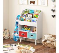 Costway Kids Bookshelf Wooden Children Book Display Rack W/ 2 Foldable Drawers