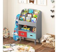 Costway Kids Bookshelf Wooden Children Book Display Rack W/ 2 Foldable Drawers