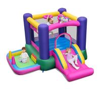 COSTWAY Kids Bouncy Castle, Inflatable Bounce House with Slide, Ball Pit, Basketball Hoop and Carry Bag, Children Blow Up Jumper for Indoor Outdoor (Unicorn without Blower)