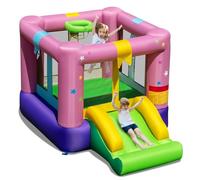 COSTWAY Kids Bouncy Castle, Inflatable Bounce House with Slide, Basketball Hoop, Carrying Bag and Repair Kit, Children Blow Up Jumper for Indoor Outdoor (Stars without Blower)