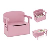 Costway Kids Convertible Activity Bench Table 3-in-1 Desk & Chair Set in Pink COSTWAY Pink