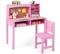 Costway Kids Desk And Chair Set Wooden Children Study Table &chair Writing Table Set