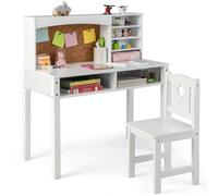 Costway Kids Desk And Chair Set Wooden Children Study Table &chair Writing Table Set