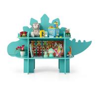Costway Kids Dinosaur Bookcase 2-Tier Toy Storage Organizer Wooden Bookshelf