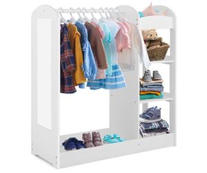 Costway Kids Dress Up Storage Kids Play Armoire Dresser Dressing Up Wardrobe With Mirror