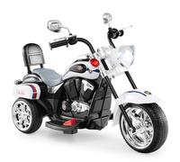 COSTWAY Kids Electric Motorcycle, 6V Battery Powered Motorbike with Horn, Headlight, Forward/Reverse Switch, 3 Wheel Ride on Toy Car Trike for Boys Girls (White)