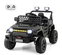 COSTWAY Kids Electric Ride on Car, 12V Battery Powered Off Road Truck with Remote Control, Shock Suspension, Bluetooth, LED Lights, Music, for 3+ Years Boys and Girls (Black)