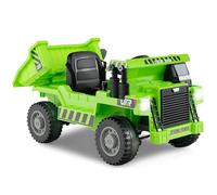 COSTWAY Kids Electric Ride on Car, 12V Ride on Dumper Truck with Remote Control, Adjustable Dump Bed, Toy Shovel, Music, Story, MP3 & USB (Green)