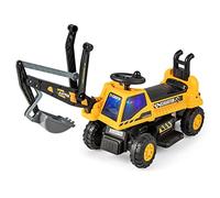 COSTWAY Kids Electric Ride on Digger, 6V Battery Powered Construction Toy Car with Adjustable Backrest, Under Seat Storage, Music, LED Lights, 30° Rotatable Ride On Excavator for Boys Girls (Yellow)