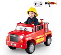Costway Kids Electric Ride on Fire Truck 12V Battery Powered Fire Car Toy in Red COSTWAY Red