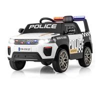 COSTWAY Kids Electric Ride on Police Car, 12V Battery Powered Cop Car with Remote Control, Wireless Connection, Music, Horn, Siren Flashing Lights, for 3-8 Years Old Boys Girls