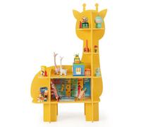 Costway Kids Giraffe Bookcase 4-Tier Toy Storage Organizer Wooden Bookshelf