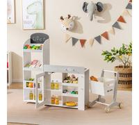 Costway Kids Grocery Store Playset Wooden Play Store With Shopping Cart
