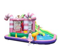 COSTWAY Kids Inflatable Water Park with Slide, Climbing Wall, Water Cannon, Splashing Pool, Blow up Bouncy Castle House for Summer Outdoor Play (without 50 Ocean Balls)