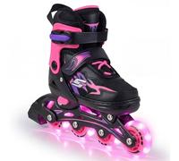 COSTWAY Kids Inline Skates for Boys & Girls, 4 Sizes Adjustable Blades Roller Skates with 4 Light-Up Wheels & Safety Protection, Outdoor & Indoor Skating Sports for Toddlers Beginners (Pink, Small)