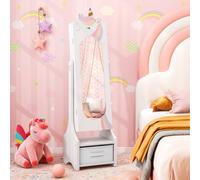 Costway Kids Jewelry Armoir Freestanding Full Length Dressing Mirror Jewelry Organizer