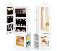Costway Kids Jewelry Armoire 3-in-1 Jewelry Storage Organizer w/Mirror-White in White COSTWAY White