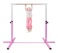Costway Kids Junior Horizontal Kips Bar Gymnastics Training Bar Gym-Pink