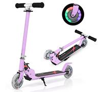 COSTWAY Kids Kick Scooter, Light Up LED 2 Wheeled Scooters for Ages 4 to 13 Children Girls Boys, Adjustable T-bar Foldable Push Board Maximum Load 70KG (Purple)