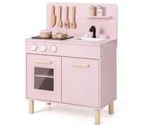 Costway Kids Kitchen Playset Toddler Pretend Play Kitchen With Kitchen Accessories Pink