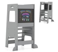 Costway Kids Kitchen Step Stool 2-In-1 Toddler Standing Tower-Grey in Grey COSTWAY Grey