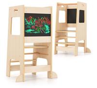 Costway Kids Kitchen Step Stool 2-In-1 Toddler Standing Tower-Natural in Natural COSTWAY Natural