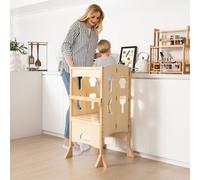 Costway Kids Kitchen Step Stool Height Adjustable Folding Toddler Kitchen Wooden Helper