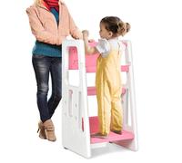 Costway Kids Kitchen Step Stool Toddler Learning Stool w/ 3 Adjustable Heights in Pink COSTWAY Pink