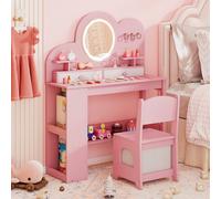 Costway Kids Makeup Dressing Table Set - Pink COSTWAY Pink