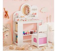 Costway Kids Makeup Dressing Table Set - White COSTWAY White