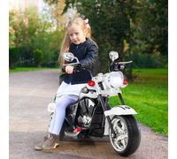 Costway Kids Motorcycle 6V Battery Powered 3-Wheel Electric Motorcycle in White COSTWAY White