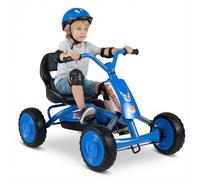 COSTWAY Kids Pedal Go Kart, Ride On Racer with 2-Position Seat (Blue) | Wear-Resistant Wheels, Children Pedal Go-karts for 3 Years Old+ Boys Girls