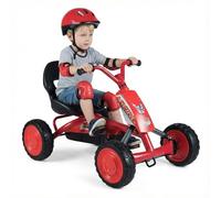 COSTWAY Kids Pedal Go Kart, Ride On Racer with 2-Position Seat (Red)