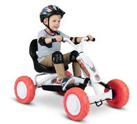 COSTWAY Kids Pedal Go Kart, Ride On Racer with 2-Position Seat (White) | Wear-Resistant Wheels, Children Pedal Go-karts for 3 Years Old+ Boys Girls