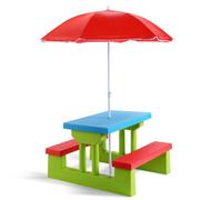 Costway Kids Picnic Table Bench Set Children Learning Eating Desk W/ Removable Umbrella