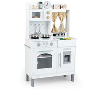 COSTWAY Kids Play Kitchen, Height Adjustable Toy Kitchen with Sink, Ice Maker, Microwave, Utensils, Children's Chef Pretend Role Play Set for Boys Girls