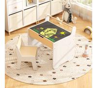 Costway Kids Play Table & Chair Set Wooden Toddler Activity Desk W/ Detachable Tabletop Natural & White
