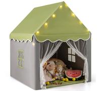 Costway Kids Play Tent Fabric Playhouse W/ Washable Mat & Star Lights-Green