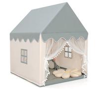 Costway Kids Play Tent Indoor Playhouse With Padded Mat-Beige+Grey
