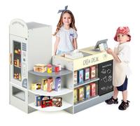 Costway Kids Pretend Grocery Store Wooden Children Supermarket Playset W/ Accessories