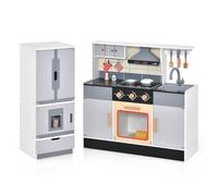Costway Kids Pretend Play Set Kitchen And Freestanding Refrigerator W/ Sink & Ice Maker