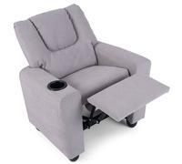 Costway Kids Recliner Push Back Sofa Chair with Cup Holder in Grey COSTWAY Grey