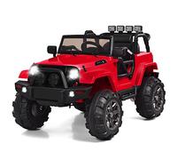 COSTWAY Kids Ride on Car, 12V Battery Powered Electric Truck with 2.4G Remote Control, LED Lights, Double Magnetic Doors, MP3 Music, Horn, AUX Input, USB, Toys Gift for Boys Girls