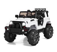 COSTWAY Kids Ride on Car, 12V Battery Powered Electric Truck with 2.4G Remote Control, LED Lights, Double Magnetic Doors, MP3 Music, Horn, AUX Input, USB, Toys Gift for Boys Girls