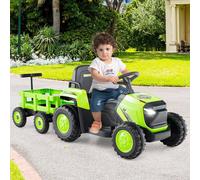 Costway Kids Ride on Tractor 12V Electric Vehicle with Detachable Trailer in Green COSTWAY Green