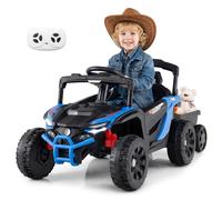 Costway Kids Ride On Tractor w/Detachable Trailer 12V Electric Ride On Toy Car in Blue COSTWAY Blue