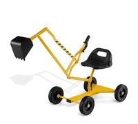 COSTWAY Kids Sand Digger, Sit on Excavator Toy with 4 Wheels, 2-Handed Controls, Flexible Shovel, 360° Rotatable Seat, Outdoor Construction Excavator for 3+ Years Old (Yellow+Black, 119x39x64cm)